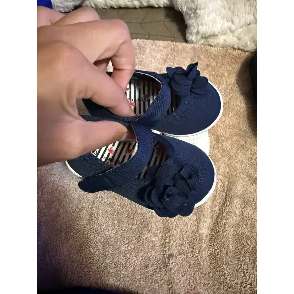 bundle- PUMA girl baby Sneakers size 4C , & blue flower shoes size 3C